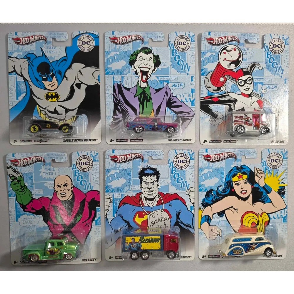 2011 Hot Wheels DC Comics Originals Real Riders Metal/Metal 1:64 6-Car Lot